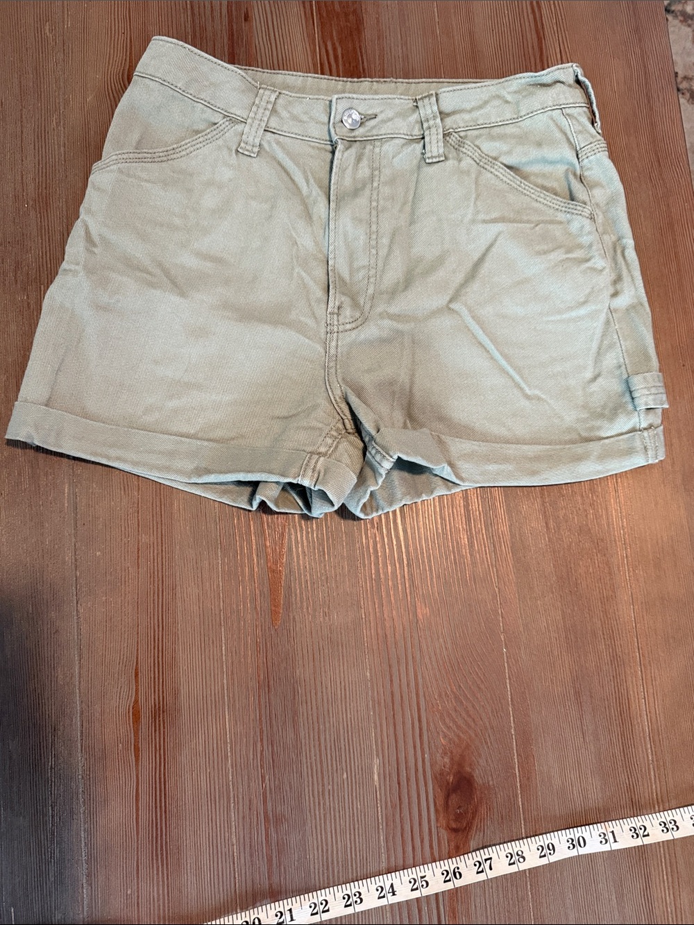 H&M Light Olive Green Denim Shorts